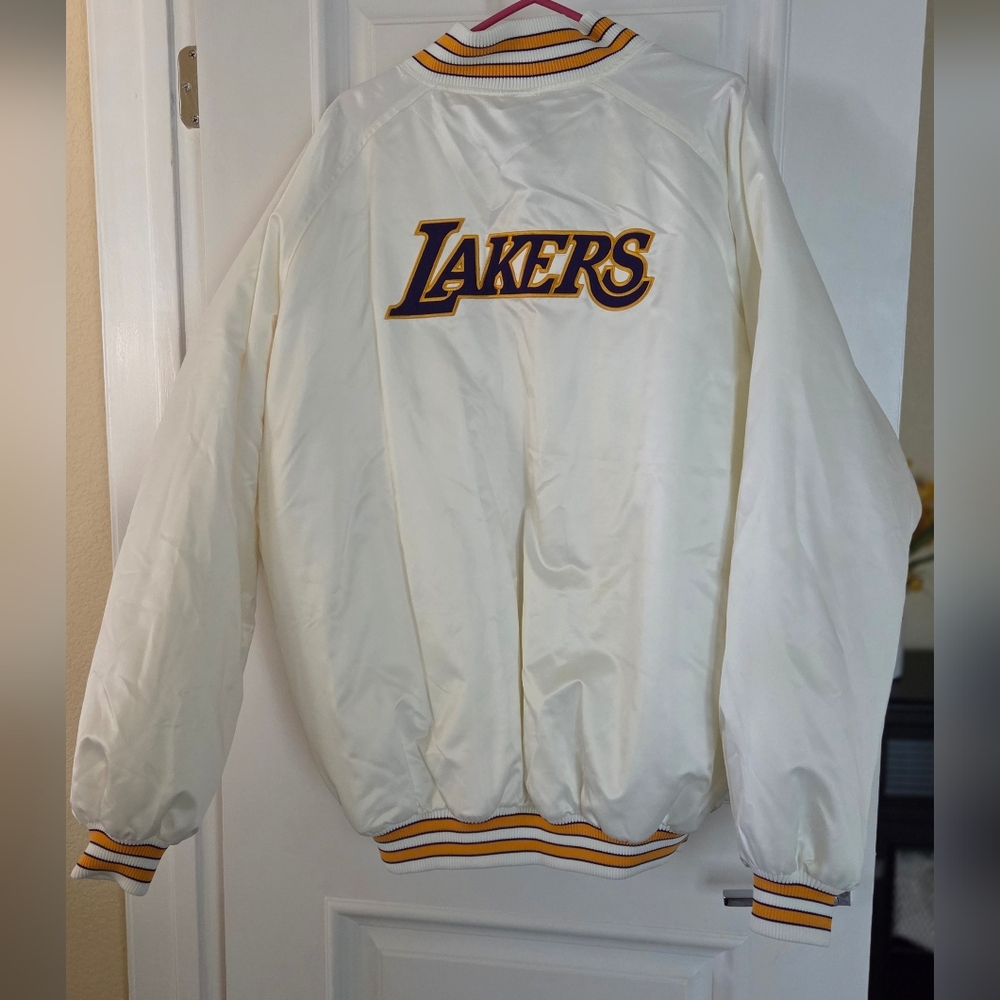 Nike Team Los Angeles Lakers Quilted Varsity Bomber Jacket White Men's Size XXL